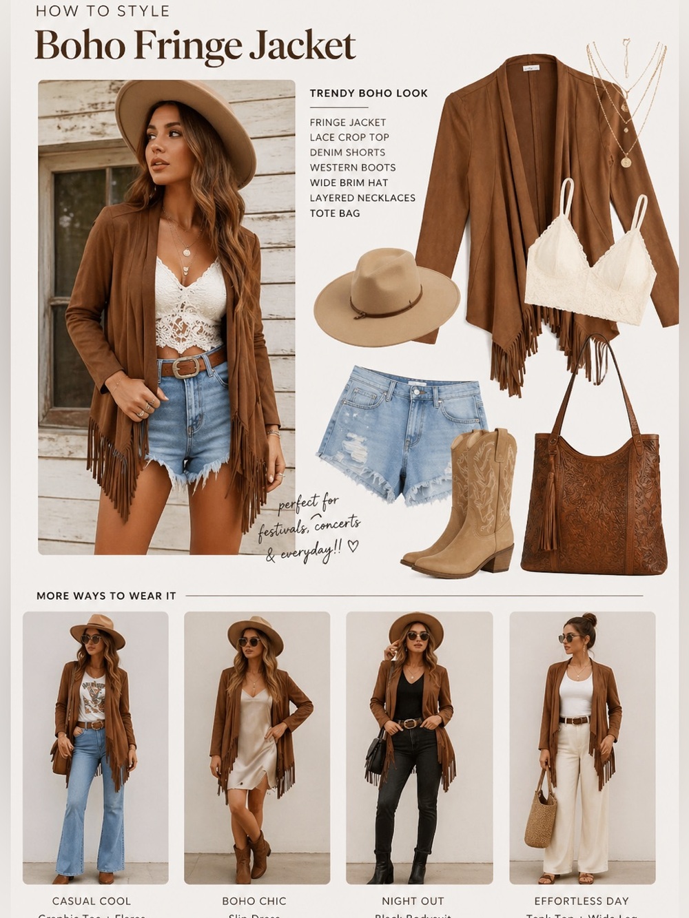 Boho Fringe Jacket Brown Faux Suede Western Festival Coachella Open Front Small